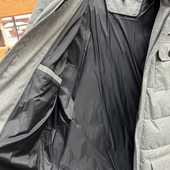 NWT,tahari mens real fur top puffer jacket light grey - Picture 15 of 17